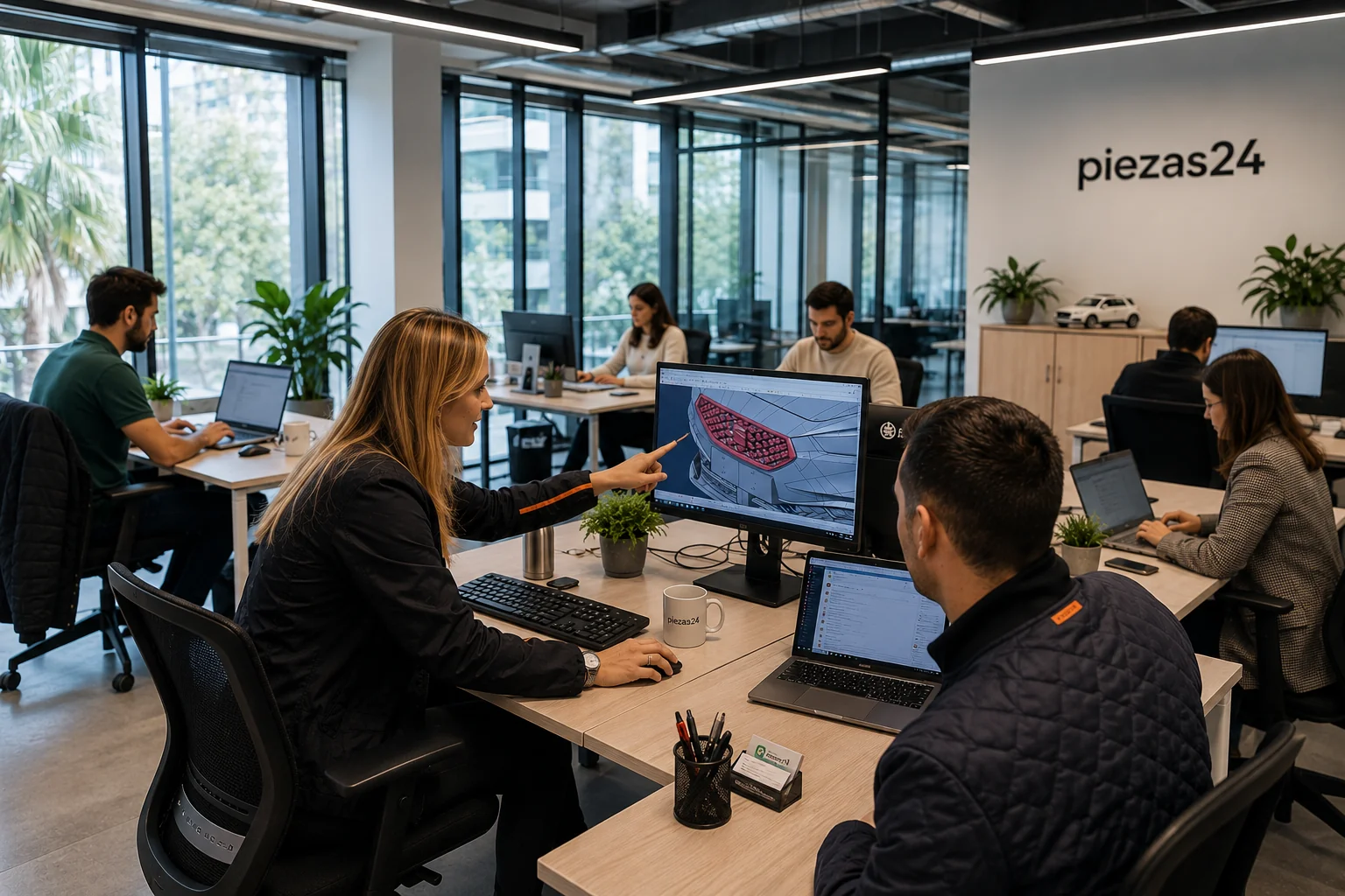 Equipo de Piezas24 trabajando en una oficina